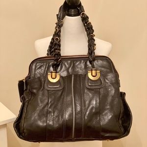 Vintage Chloe Black Leather Heloise Satchel Bag